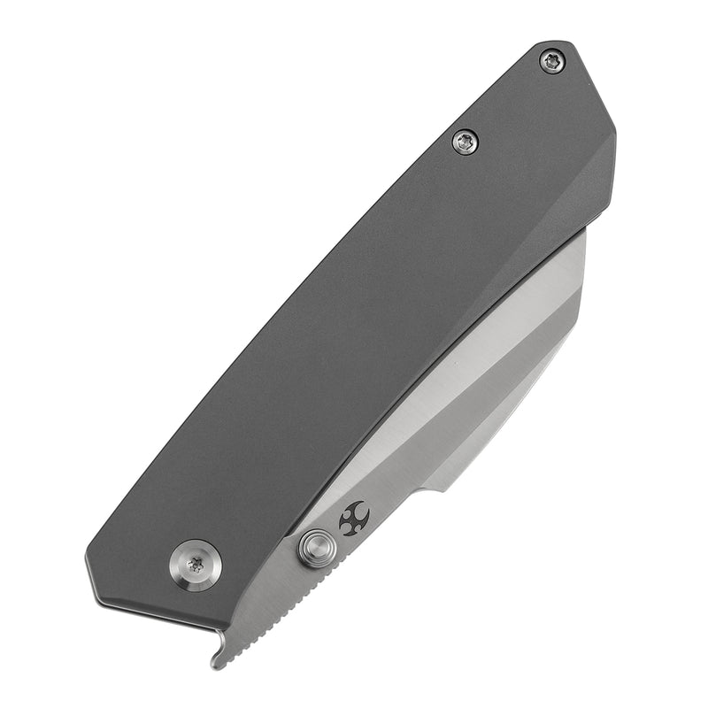 Kansept Contra K1139A1 Satin CPM-S90V Blade Gray Anodized Titanium Handle Frame Lock Folding Knife