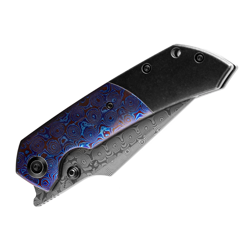 Kansept Knives Fenrir K1034A8 Damascus Blade Titanium + Timascus Handle Liner Lock Folding Knives