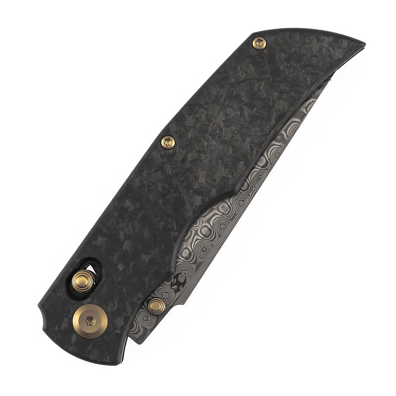 Kansept SIF K1100V4 Damascus Blade Carbon Fiber Handle Crossbar Lock Folding Knife