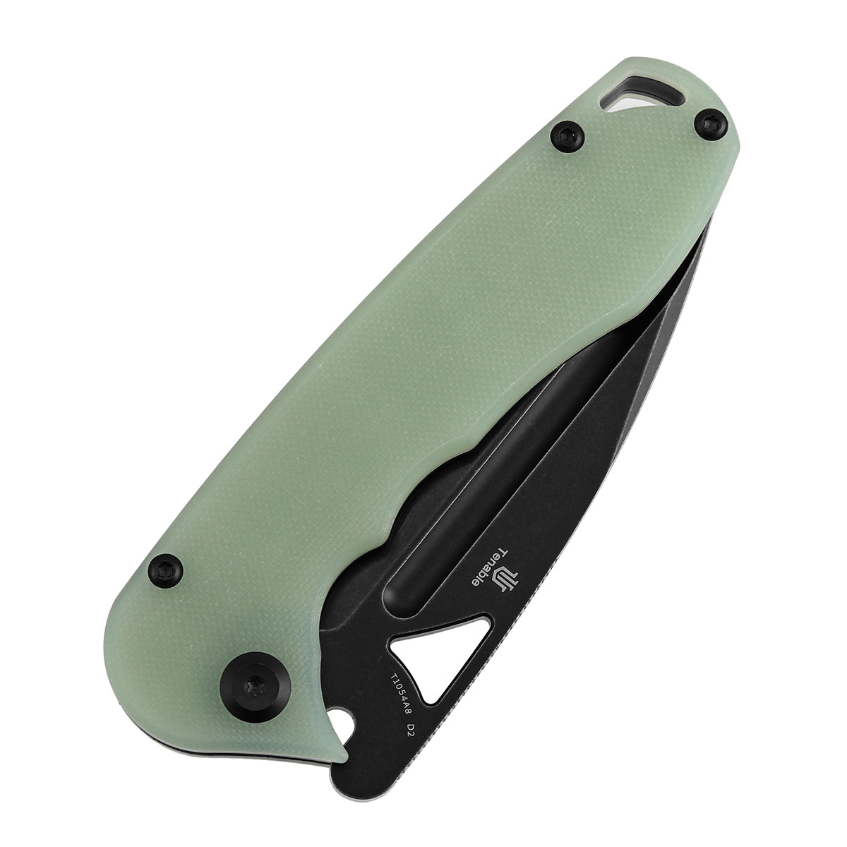 Tenable Bömbur T1054A8 Blackwashed D2 Blade Jade G10 Handle Liner Lock Folding Knife