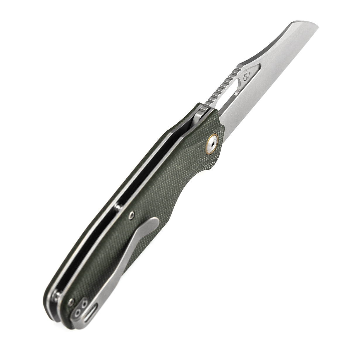 Tenable Tuckamore B1052A1 Stonewashed Nitro-V Blade Green Micarta Handle Liner Lock Folding Knife