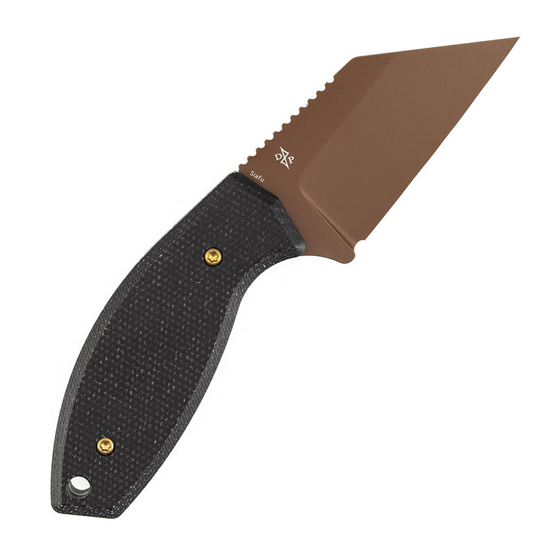 Kansept Siafu G016A2 Rose Gold Coated D2 Blade Black Micarta Handle Fixed Blade Knife