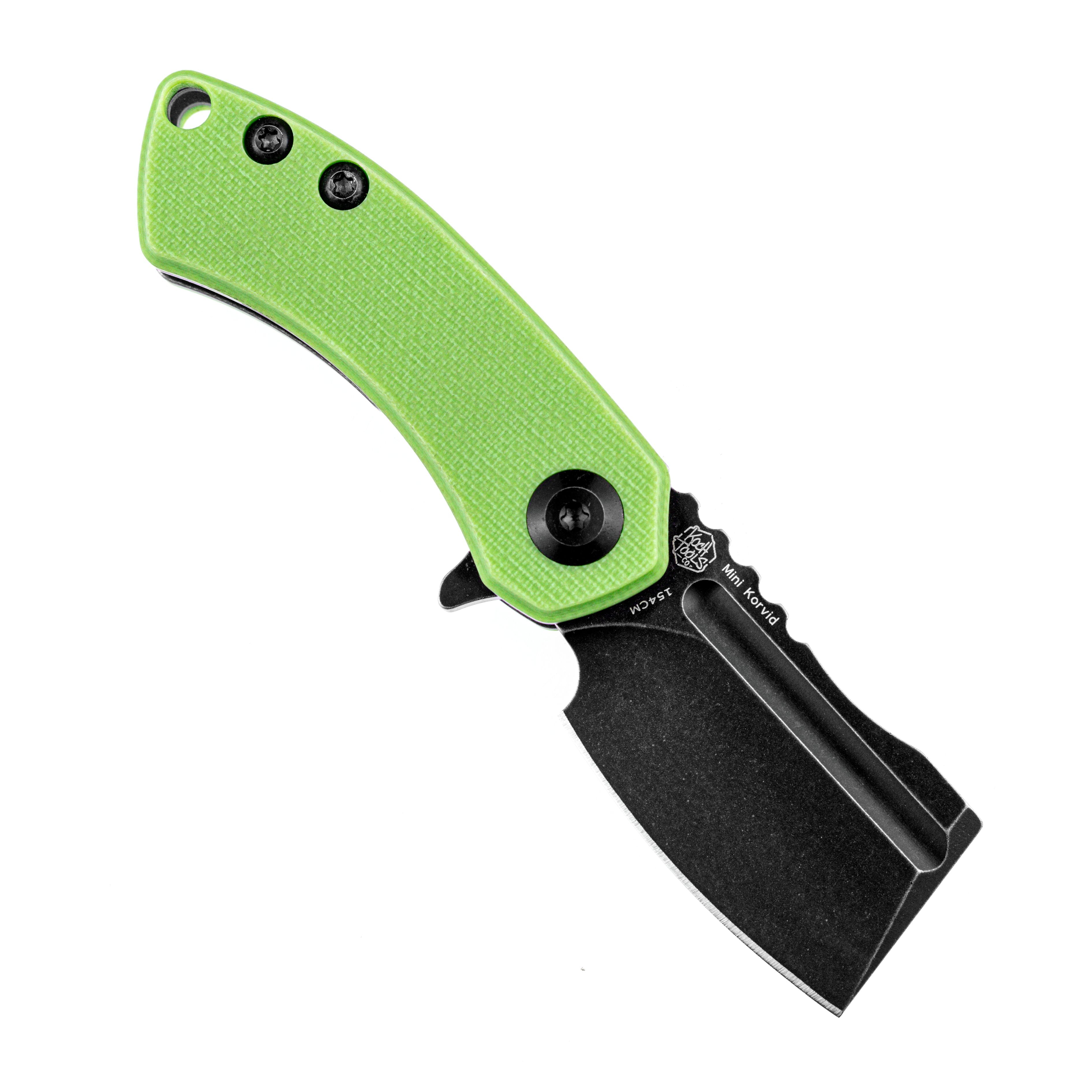 Kansept Knives T3030A8 Mini Korvid 154CM Blade Green G10 Handle Liner Lock Edc Knives