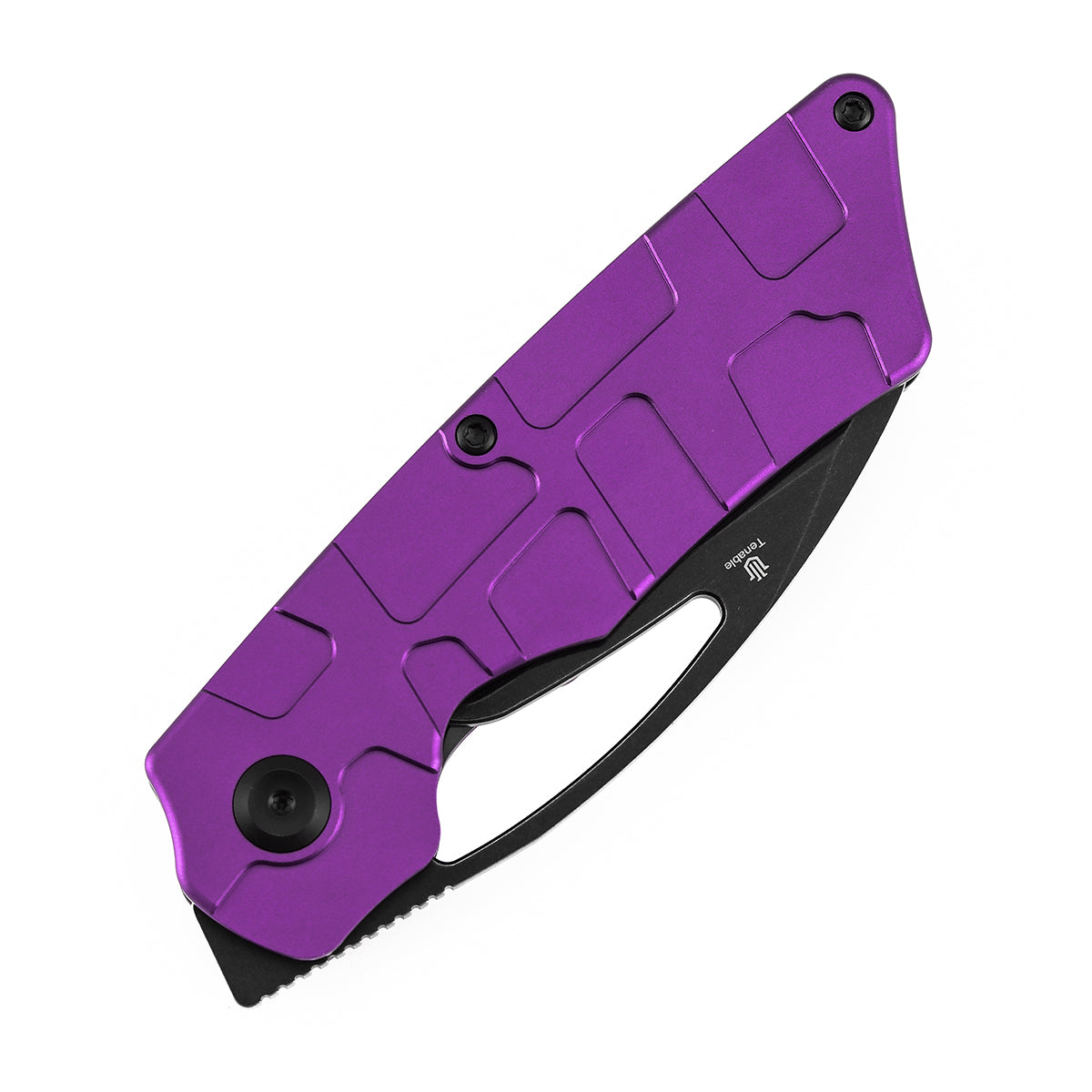 Tenable Goblin L B3016A3 Blackwash 14C28N Blade Purple Anodized Aluminum Handle Liner Lock Folding Knife