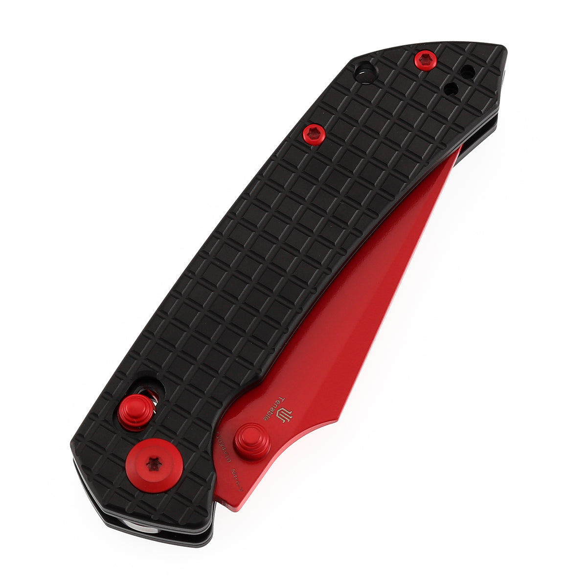 Tenable Fenrir T1034V10 Red Coated Nitro-V Blade Blcak Aluminum Crossbar Lock Folding Knife