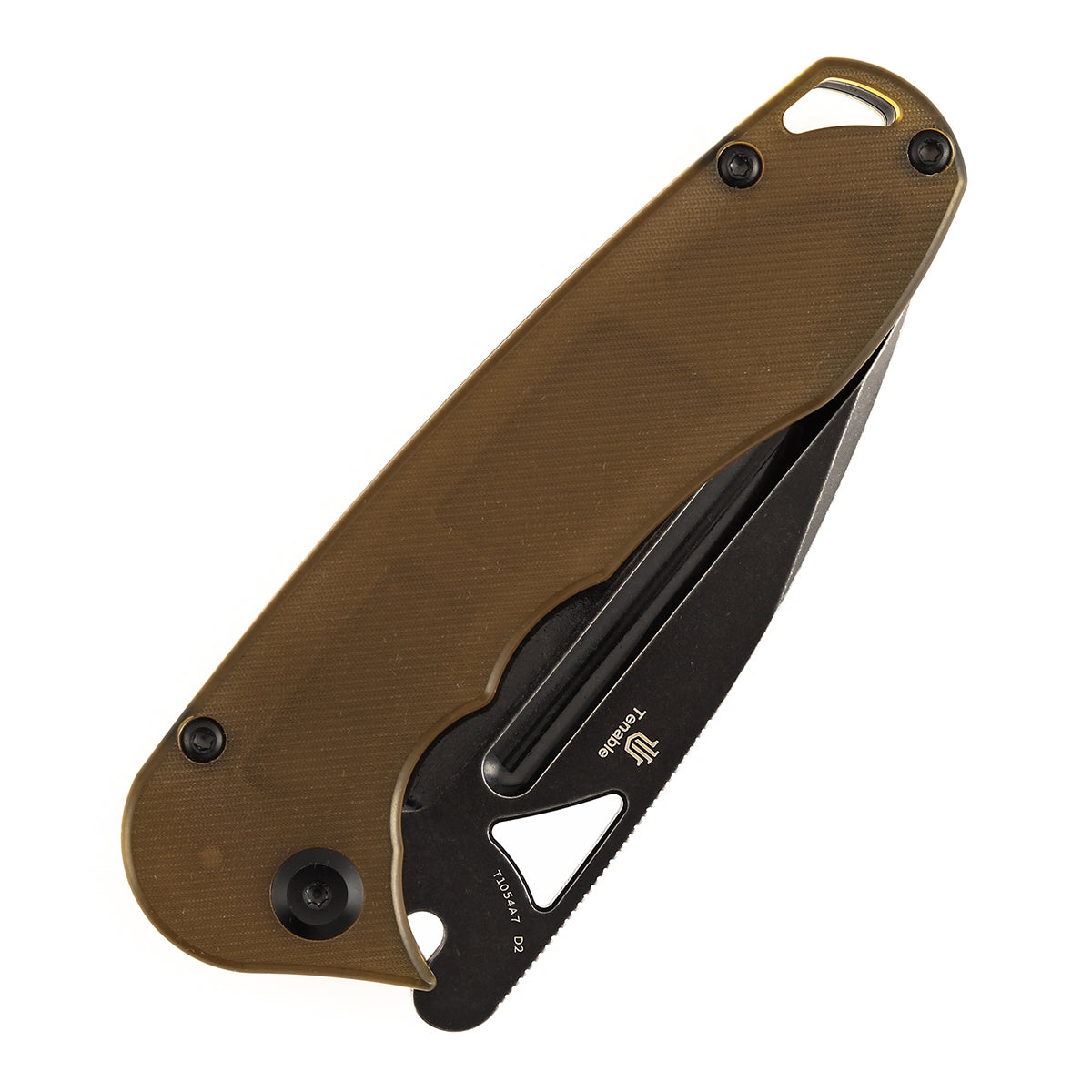 Tenable Bömbur T1054A7 Blackwashed D2 Blade Amber PEI Handle Liner Lock Folding Knife