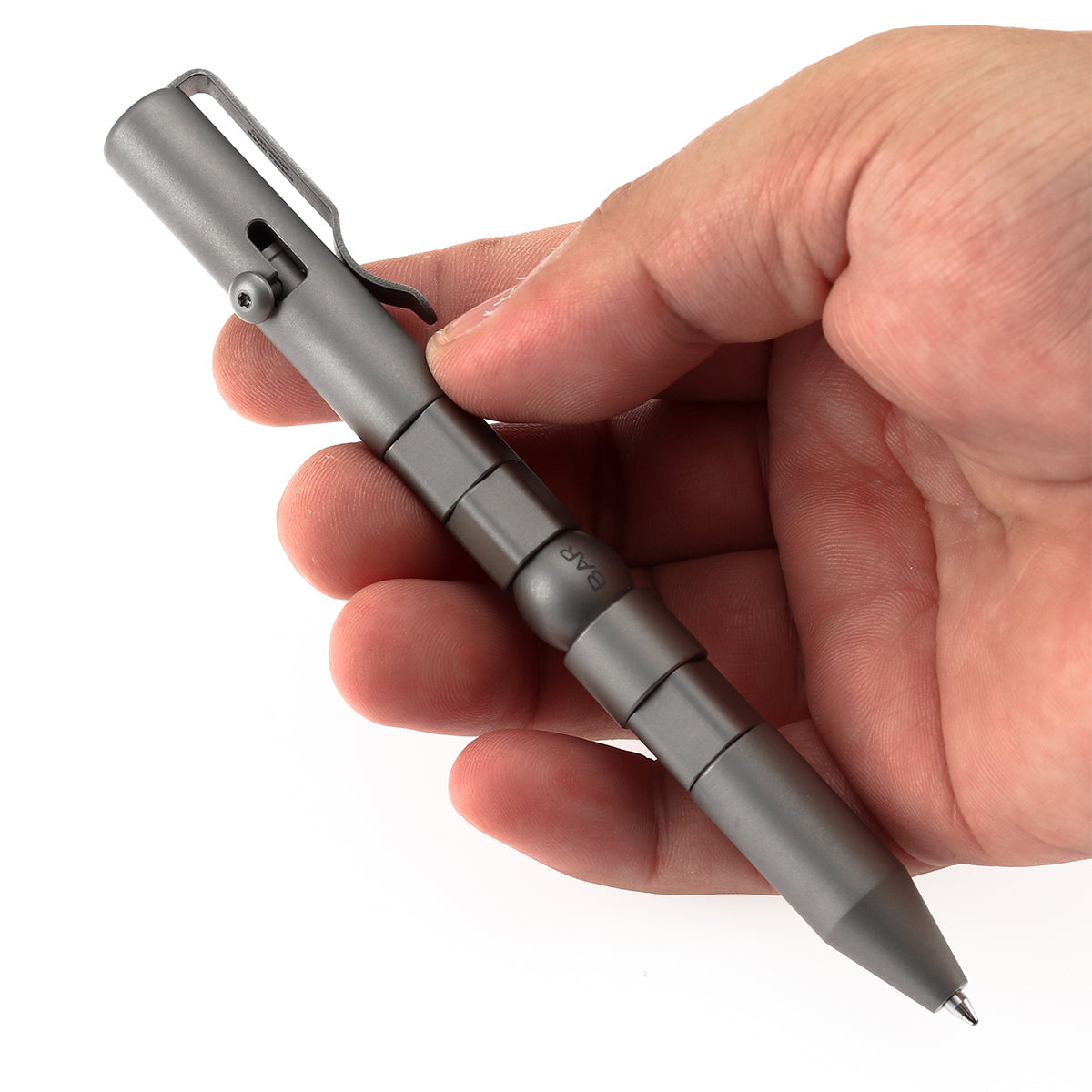 Kansept Titanium EDC Bolt-Action Pen G013P1– Rotable SHAPES with Beadblasted Titanium with Jackpot Vibes Pattern