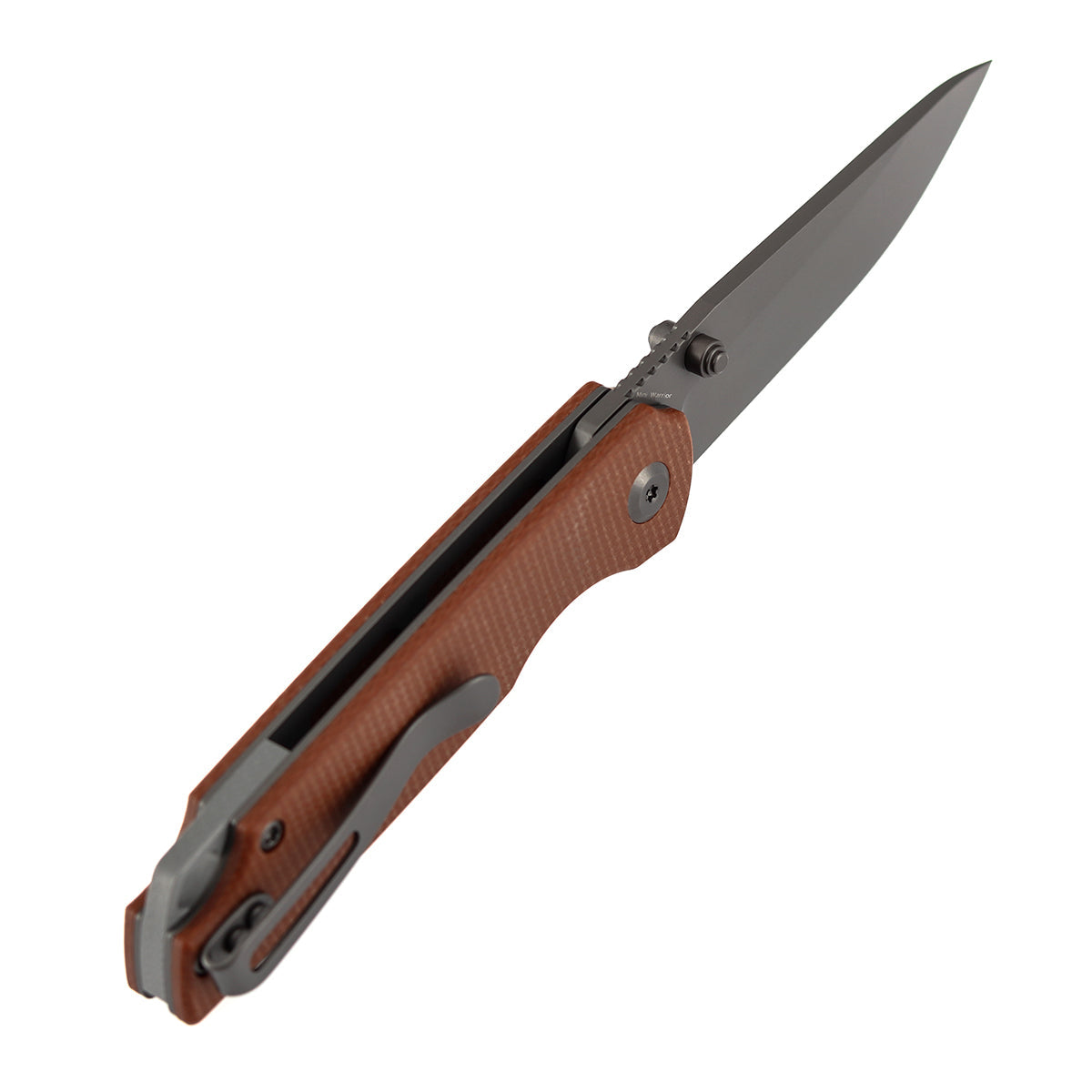 Tenable Mini Warrior B2005A3 Gray TiCn Coated Nitro-V Blade Brown Micarta Handle Liner Lock Folding Knife