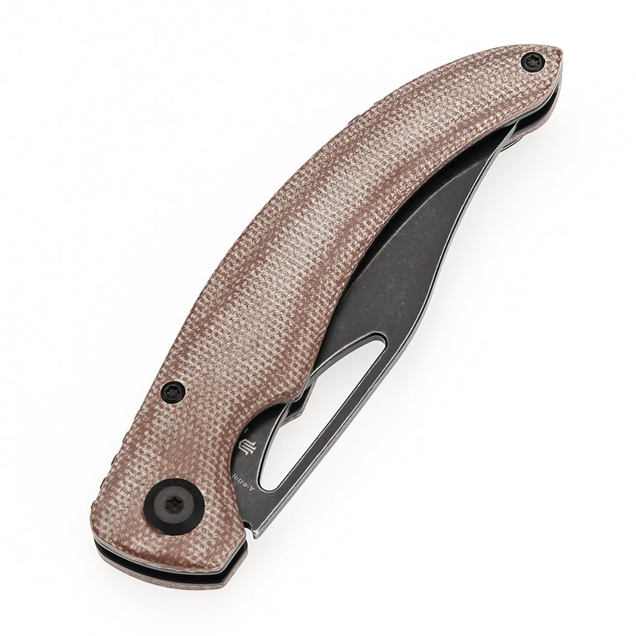 Tenable Gideon T1119A2 Blackwash Nitro-V Point Blade Brown Micarta Handle Liner Lock