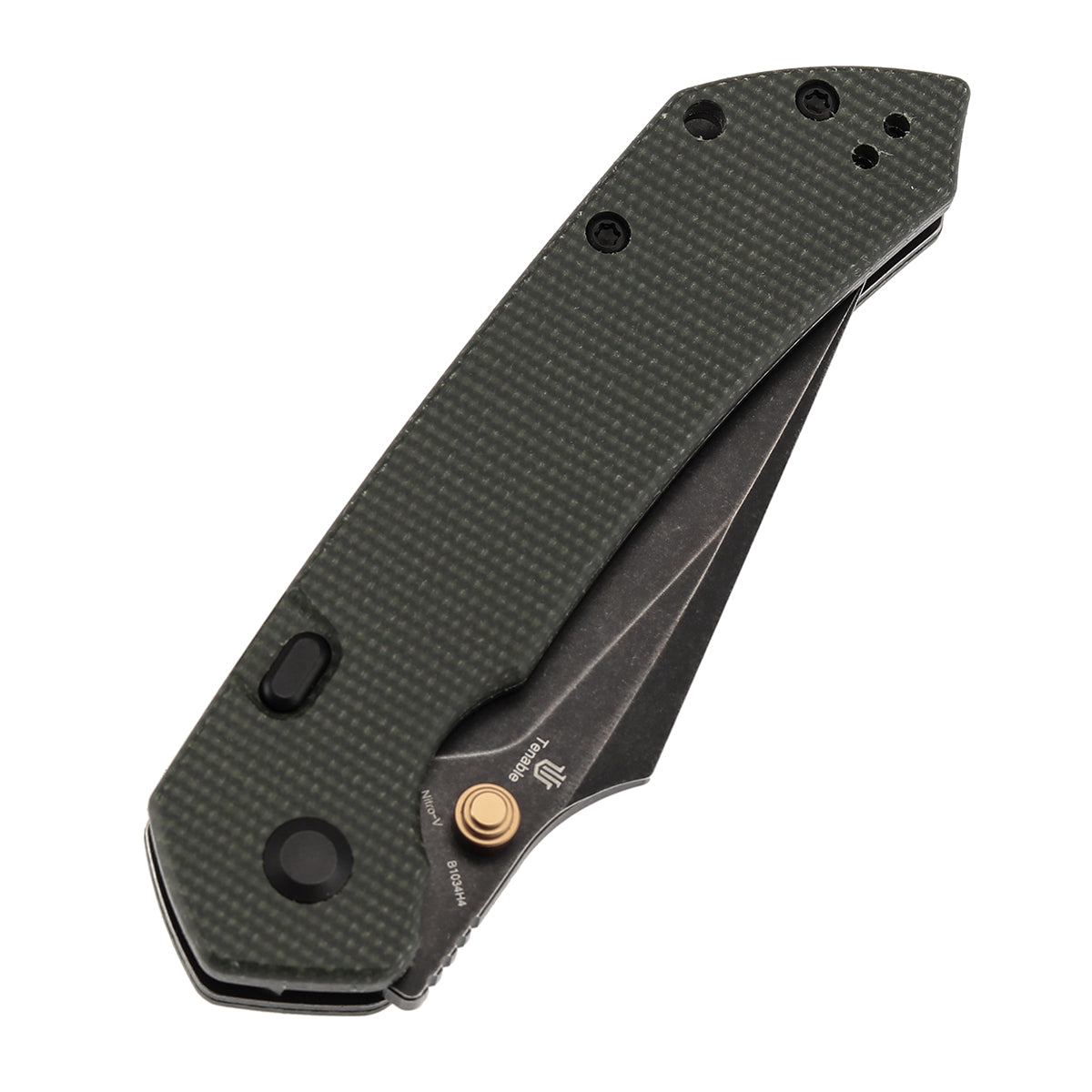 Tenable Fenrir B1034H4 Nitro-V Blade Green Micarta Handle Top Liner Lock Folding Knife