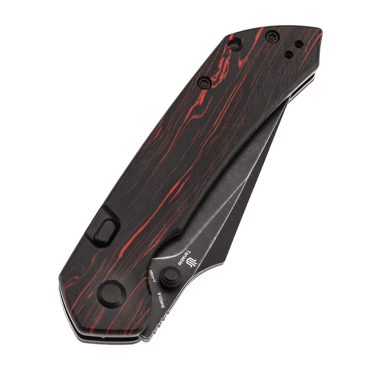 Tenable Fenrir B1034H2 Nitro-V Blade Black & Red G-mascus Handle Top Liner Lock Folding Knife