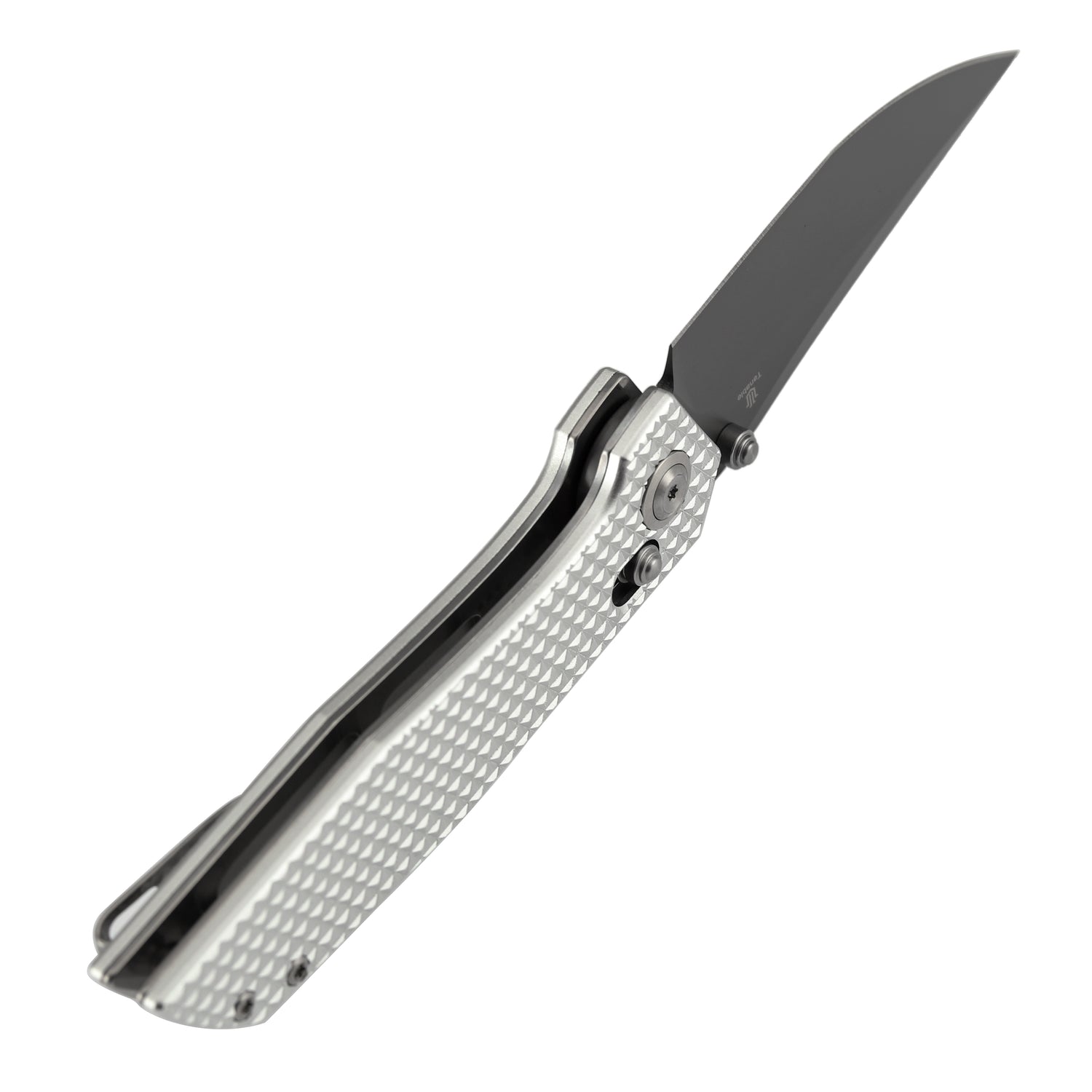 Tenable Deadite B1081V2 Gray TiCn Coated 14C28N Blade Silver Aluminum Handle Crossbar Lock Folding Knife