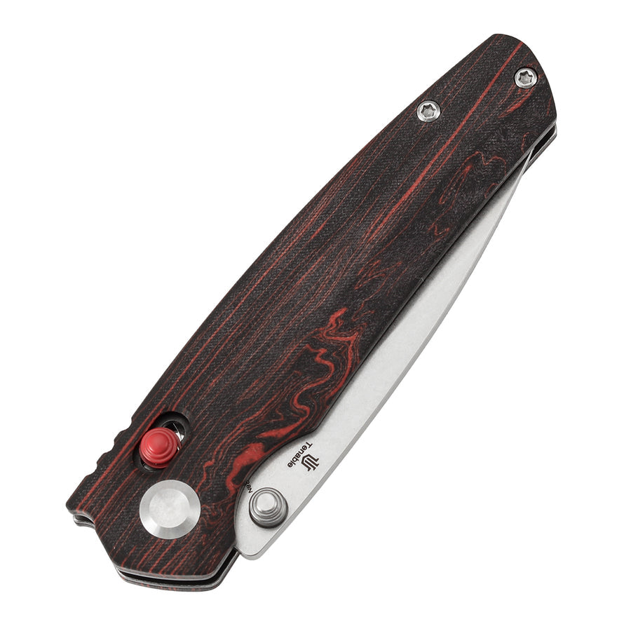Tenable Raven T2109V3 14C28N Blade Red and Black G-mascus Handle Cross Bar Lock Folding Knife