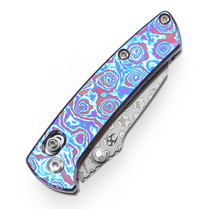 KANSEPT Little Main Street K2015V3 Damascus Blade Timascus Handle Cross Bar Lock
