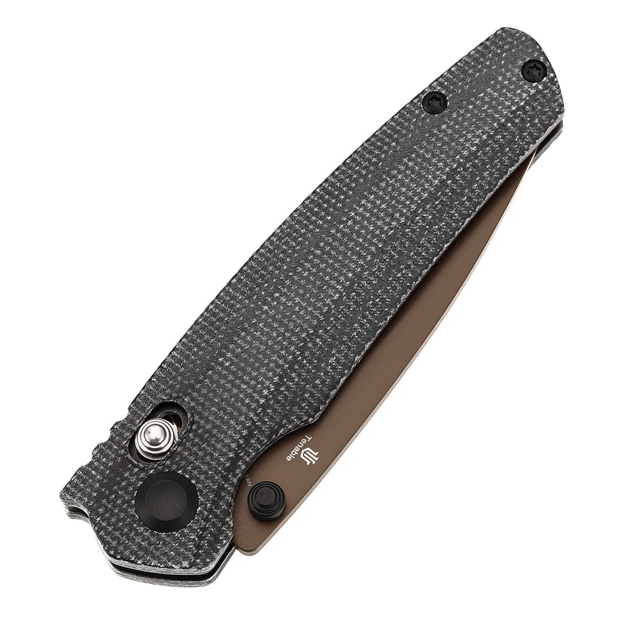 Tenable Raven T2109V6 14C28N Blade Black Micarta Handle Cross Bar Lock Folding Knife