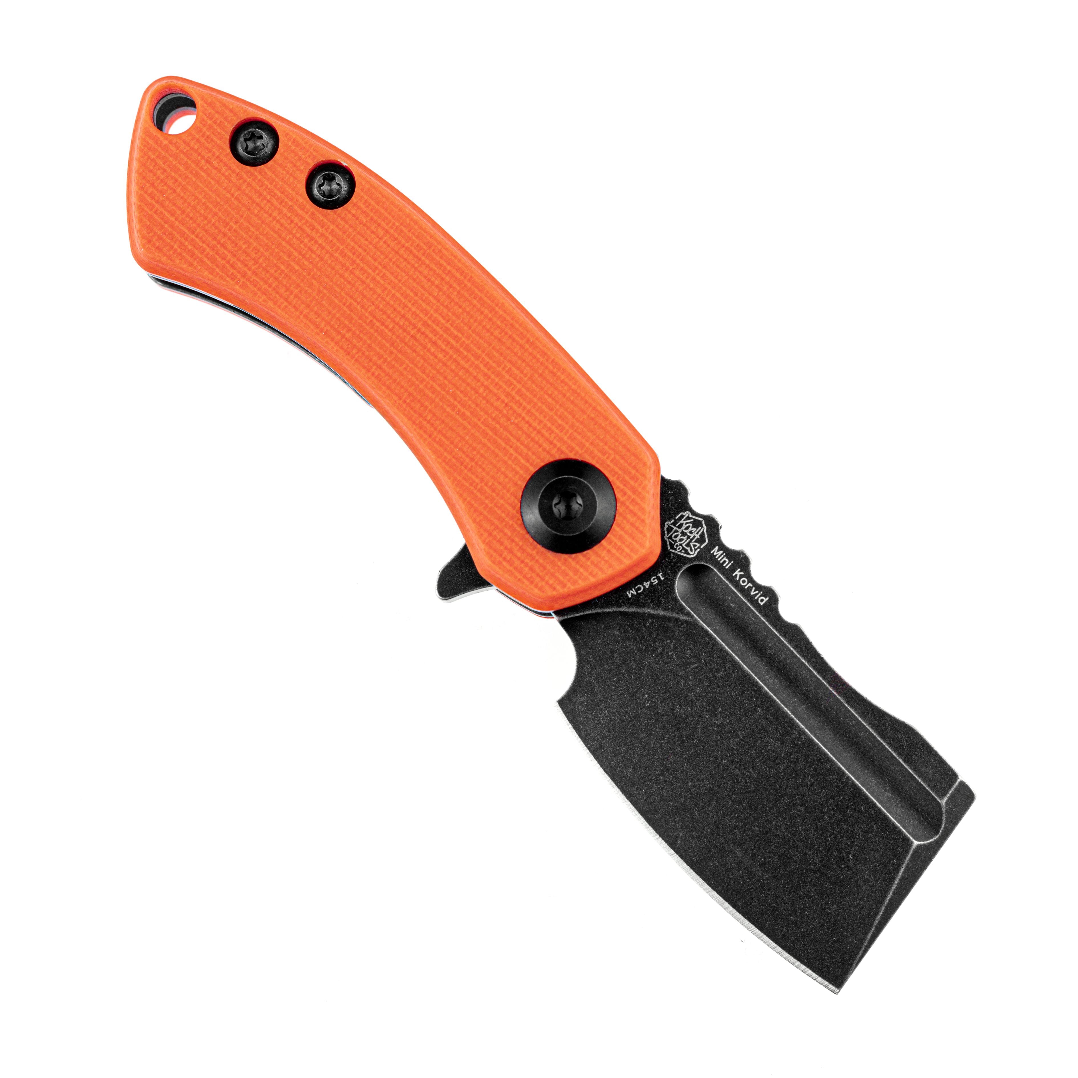 Kansept Knives T3030A7 Mini Korvid 154CM Blade Orange G10 Handle Liner Lock Edc Knives