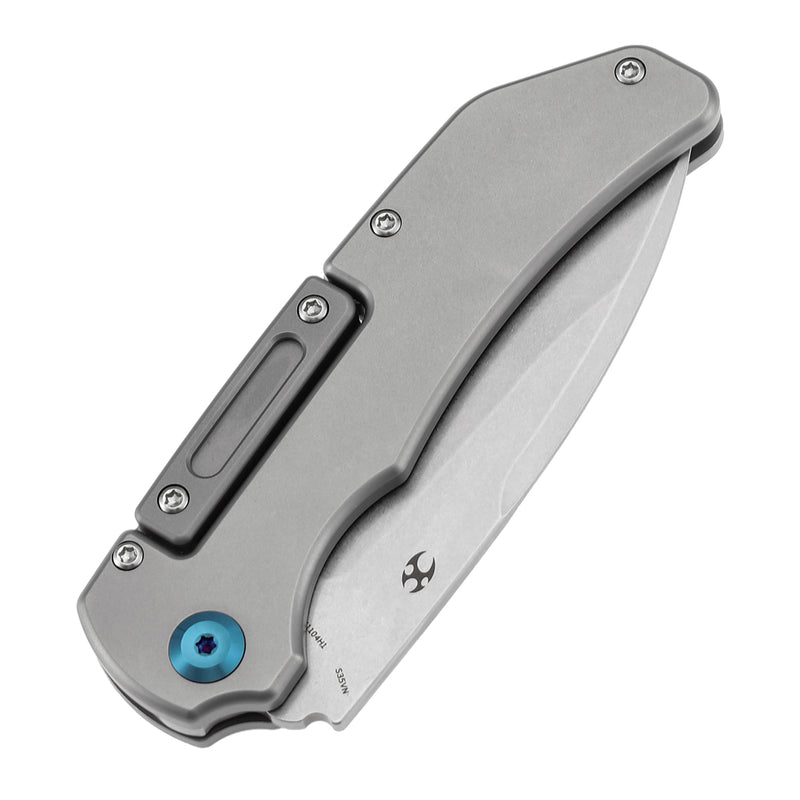 Kansept Hazard K1104H1P CPM-S35VN Blade Stonewashed Titanium Handle with training unsharpened blade Bali Lock Folding Knife
