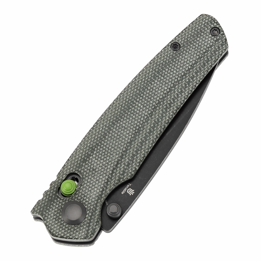 Tenable Raven T2109V5 14C28N Blade Green Micarta Handle Cross Bar Lock Folding Knife