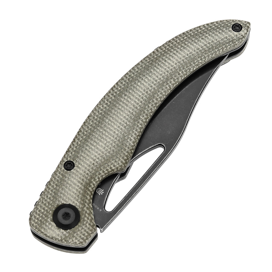 Tenable Gideon T1119A6 Blackwash Nitro V Blade Green Micarta Handle Folding Knife Liner Lock