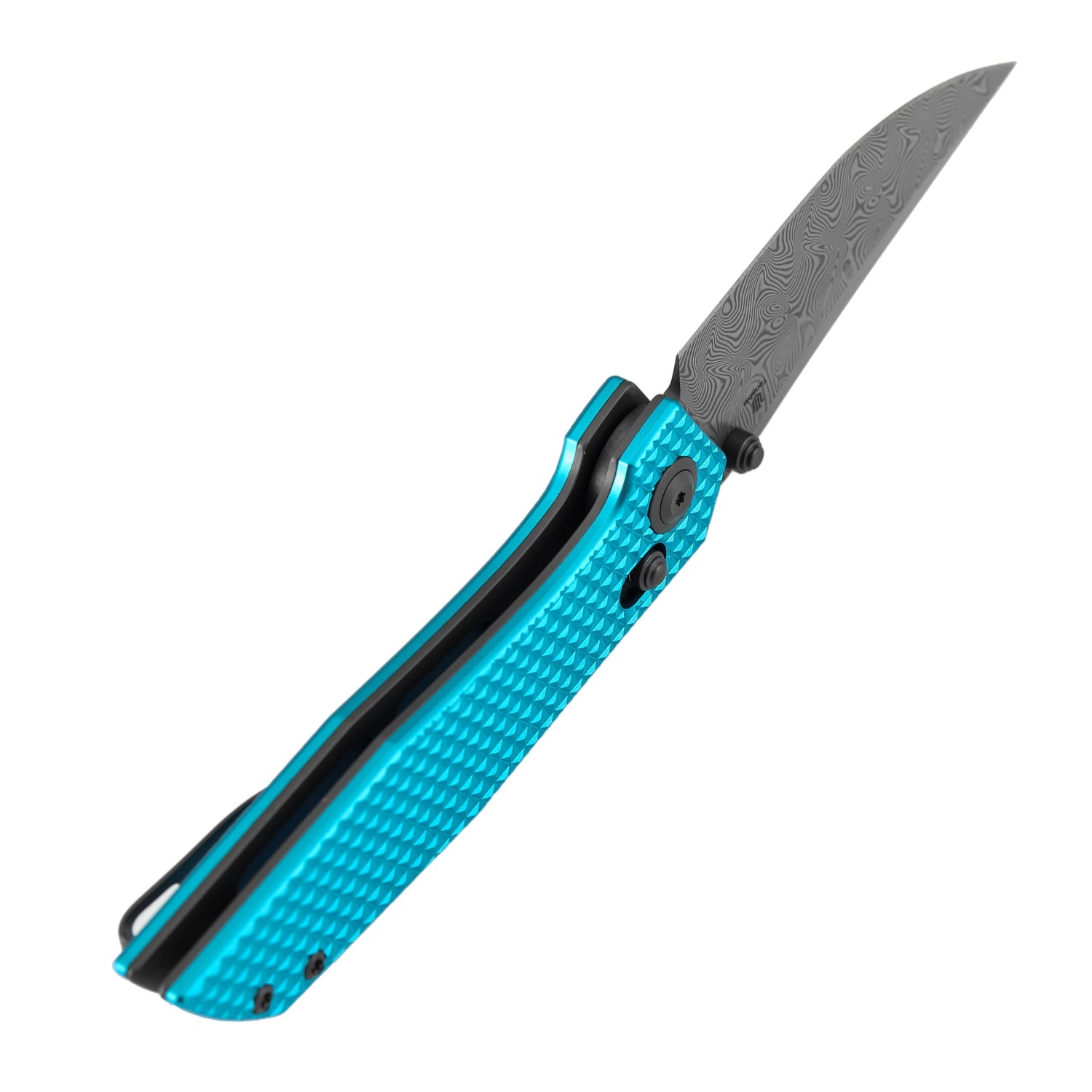 Tenable Deadite B1081V1 Water Ripple Damascus Blade Aluminum Handle Crossbar Lock Folding Knife