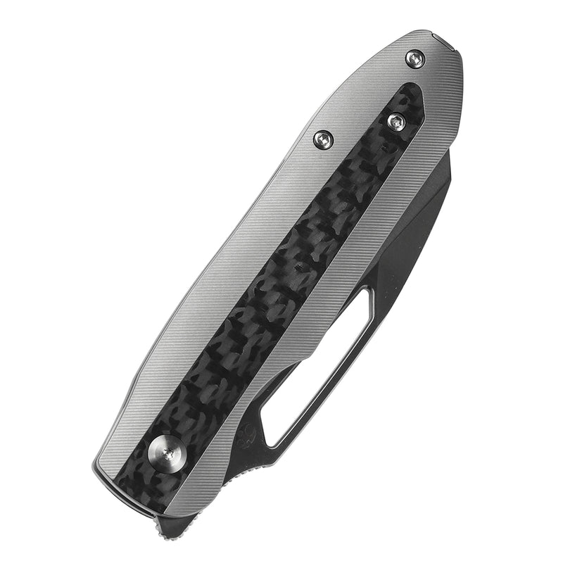 Kansept Thunderhead K1106A2 CPM-S35VN Blade Beadblasted Titanium with Twill Carbon FIber Inlay Handle Frame Lock Folding Knife