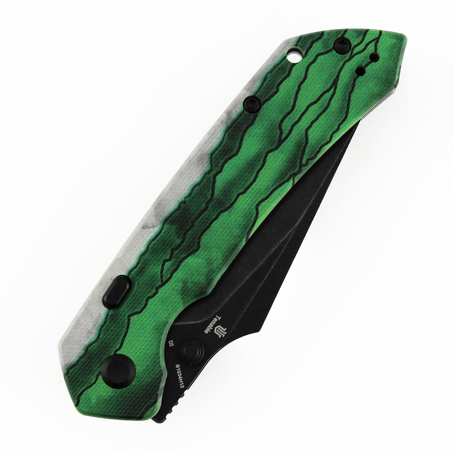 Tenable Fenrir B1034H12 D2 Blade Jade G10 with Green Misty Mountain Inspired Pattern Handle Top Liner Lock Folding Knife