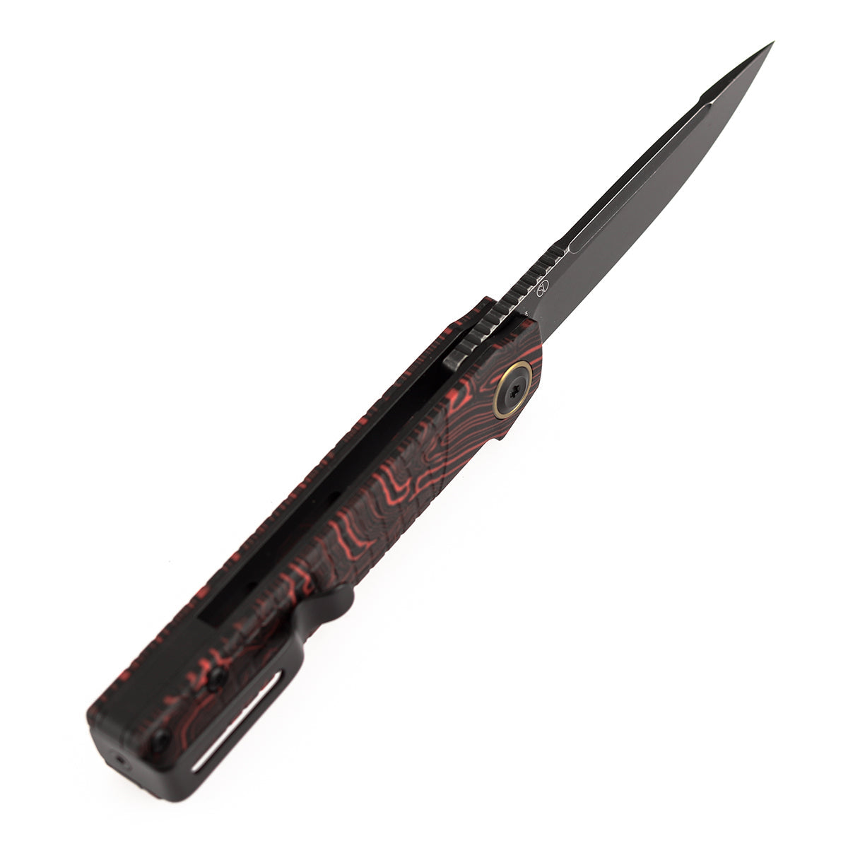 Tenable Kitpu B2123A4 Blackwash Nitro-V Blade Black & Red G-Mascus Handle Liner Lock Folding Knife