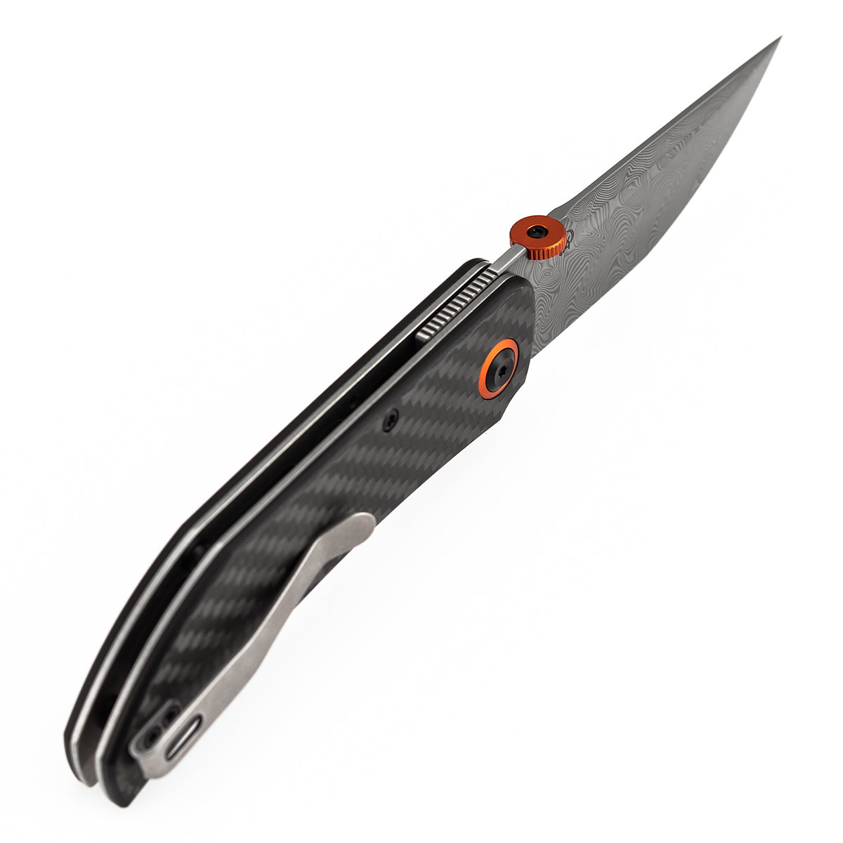 Tenable Tarkin B1078A4 Damascus Blade Twill Carbon Fiber &G10 Handle Liner Lock Folding Knife