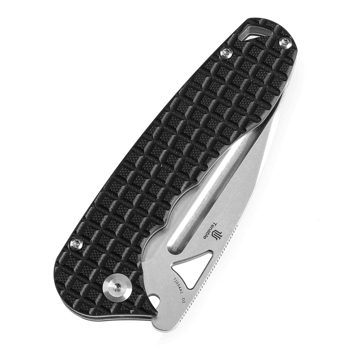 Tenable Bömbur T1054A1 Stonewashed D2 Blade Black G10 Handle Liner Lock Folding Knife