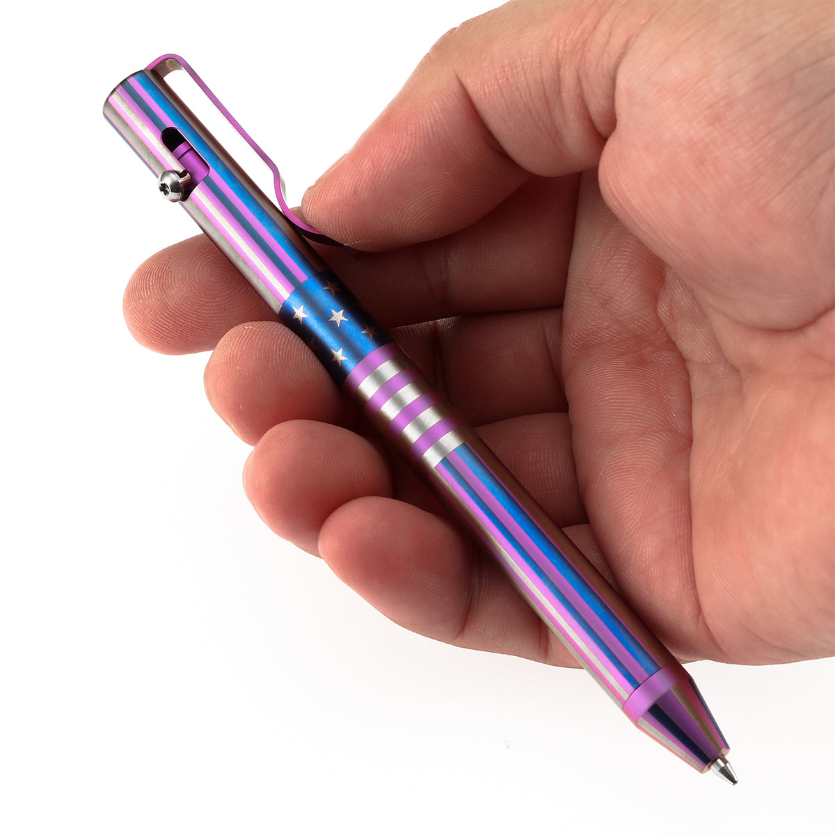 Kansept Titanium EDC Bolt-Action Pen G013H1– Professional Fine Tip Ballpoint with American Flag Pattern