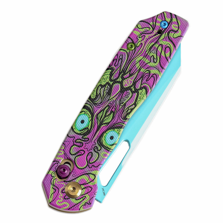 Tenable Shard T1006V9 14C28N Blade G10 with Purple Undead Print Handle Cross Bar Lock