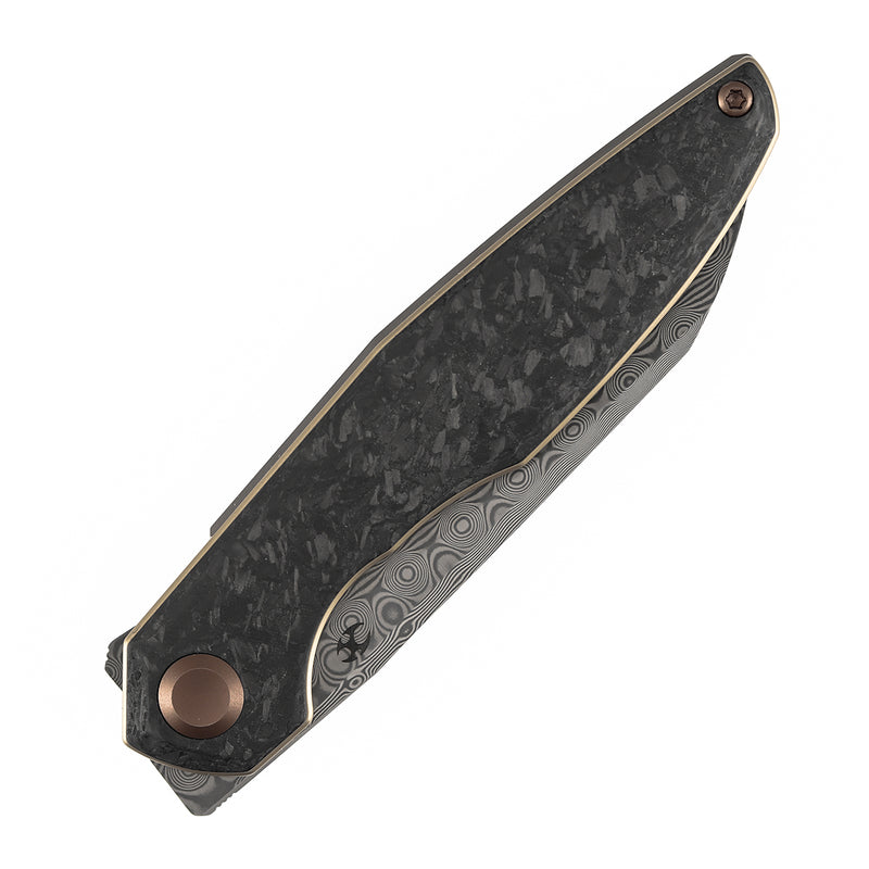 Kansept Halide K1136A6 Damascus Blade Shred Carbon Fiber Handle Liner Lock Folding Knife
