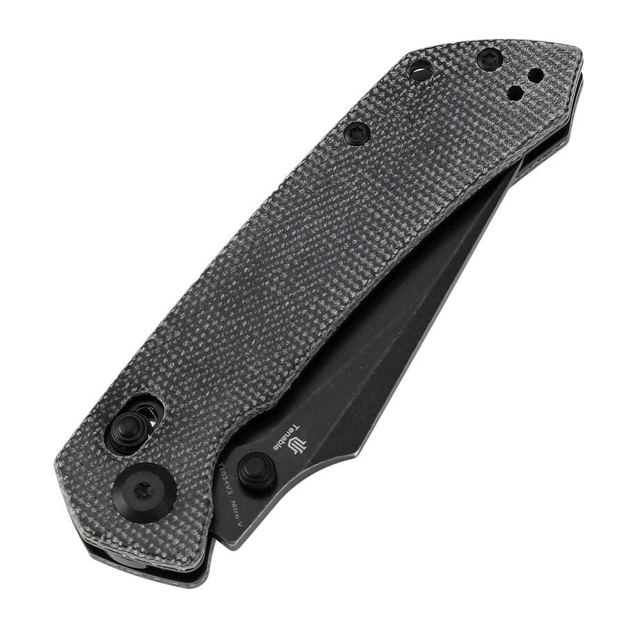 Tenable Fenrir T1034V3 Nitro-V Blade Black Micarta Handle Cross Bar Lock Folding Knife