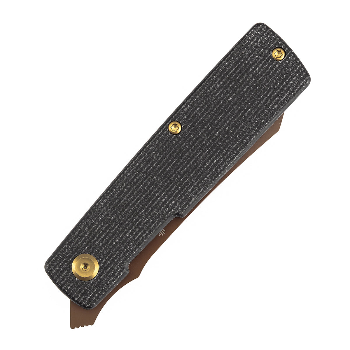 Tenable Higonokami B2135A2 Rose Gold Coated D2 Blade Black Micarta Handle Liner Lock Folding Knife