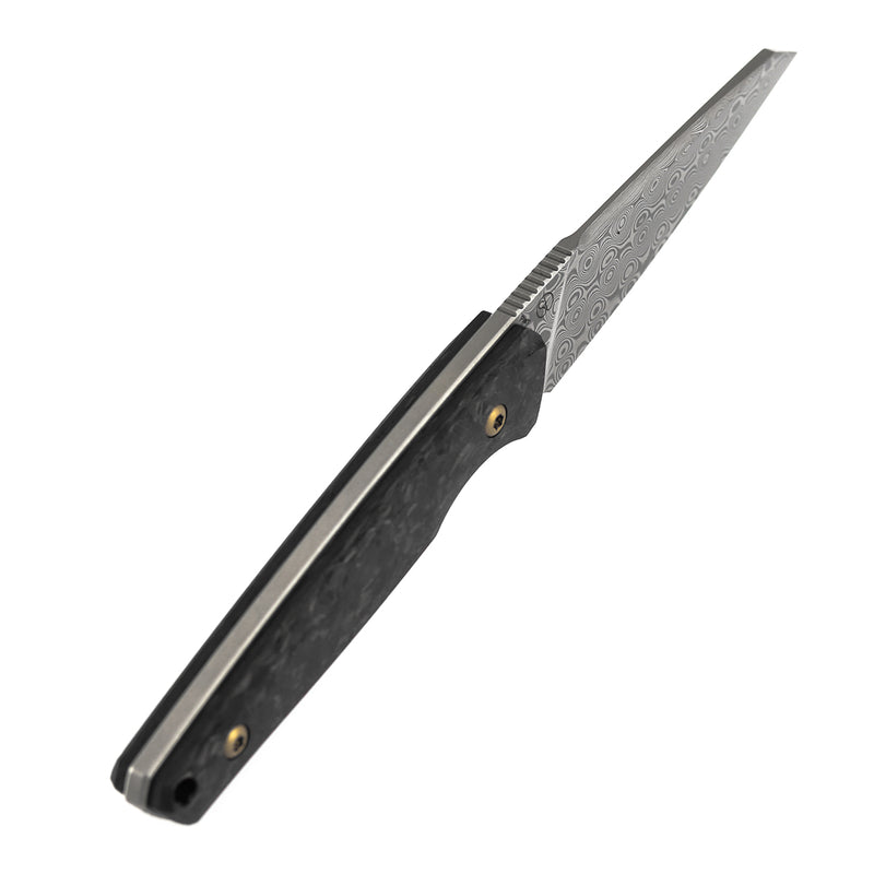 Kansept Parr G011A4 Damascus Blade Shred Carbon Fiber Handle Fixed Blade Knife