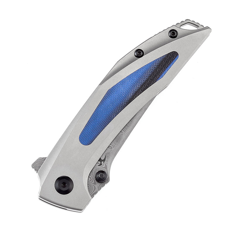 Kansept Baku K1056A4 Damascus Blade Titanium + G10 Handle Liner Lock Folding Knife