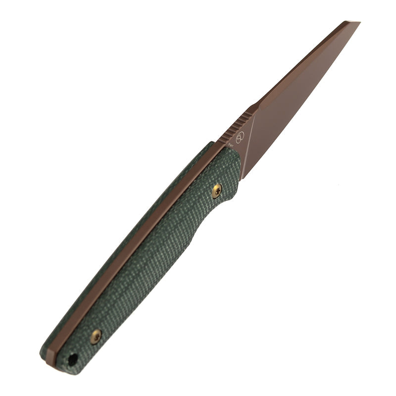 Kansept Parr G011A8 Rose Gold D2 Blade Green Micarta Handle Fixed Blade Knife