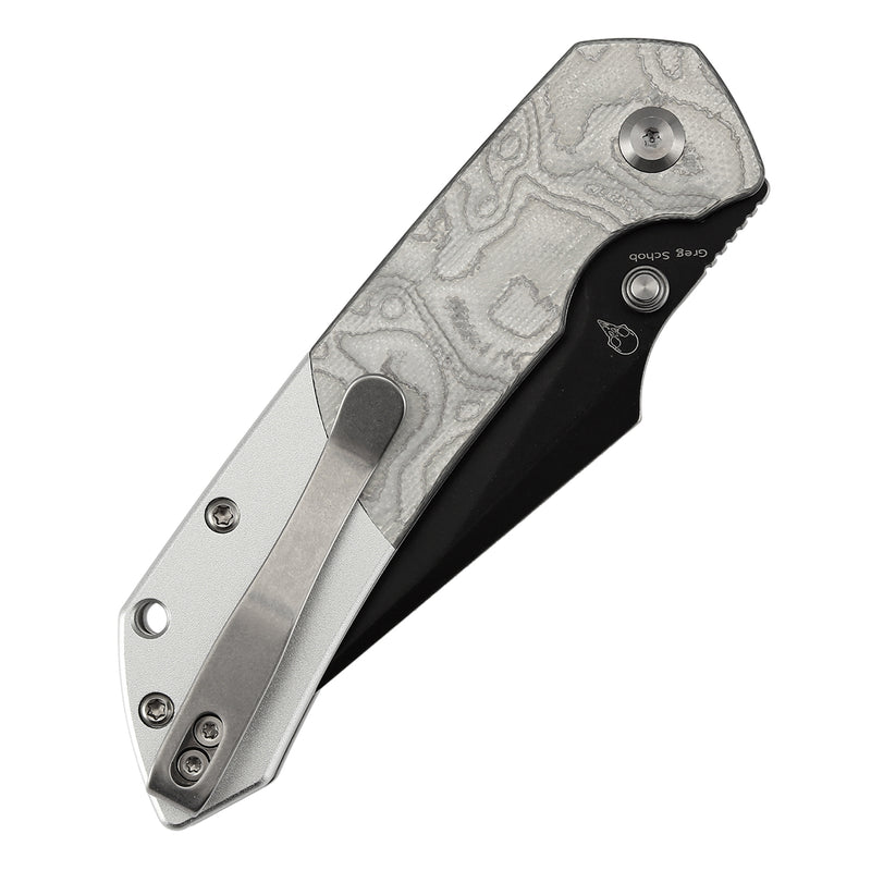 Kansept Fenrir T1034B3 Blackwash 154CM Blade G-10 with Aluminum Foil Handle Button Lock Folding Knife