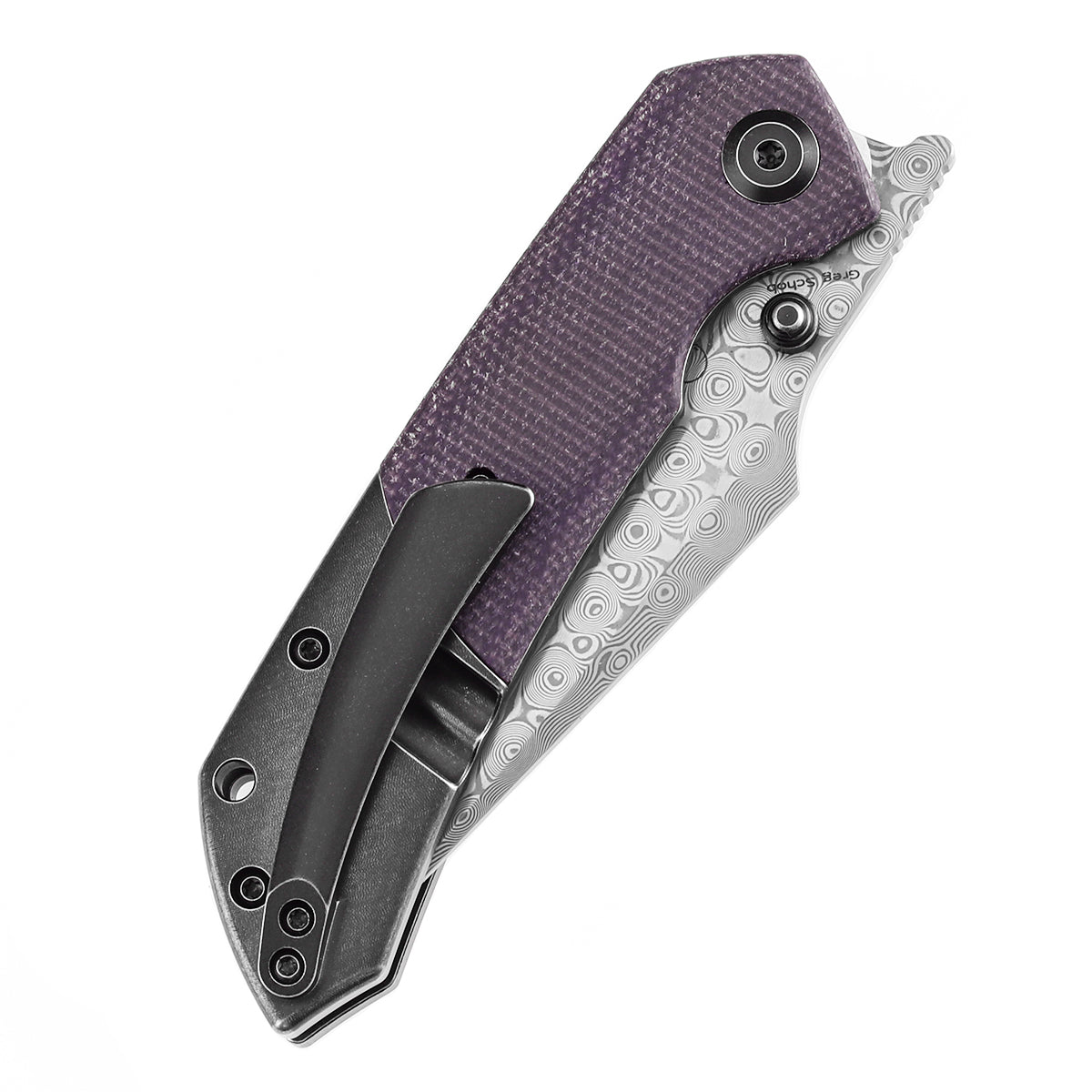 Kansept Fenrir K1034Z2 Flipper Knife Damascus Blade Titanium + Micarta Handle Edc Knife Liner Lock