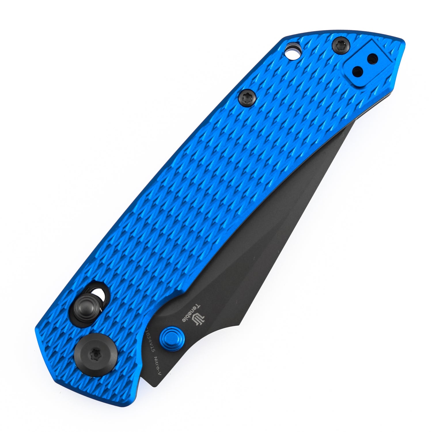 Tenable Fenrir T1034V15 Gray TiCn Coated Nitro-V Blade Blue Anodized Aluminum Handle Crossbar Lock Folding Knife