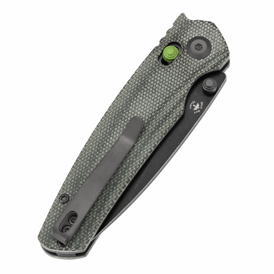 Tenable Raven T2109V5 14C28N Blade Green Micarta Handle Cross Bar Lock Folding Knife