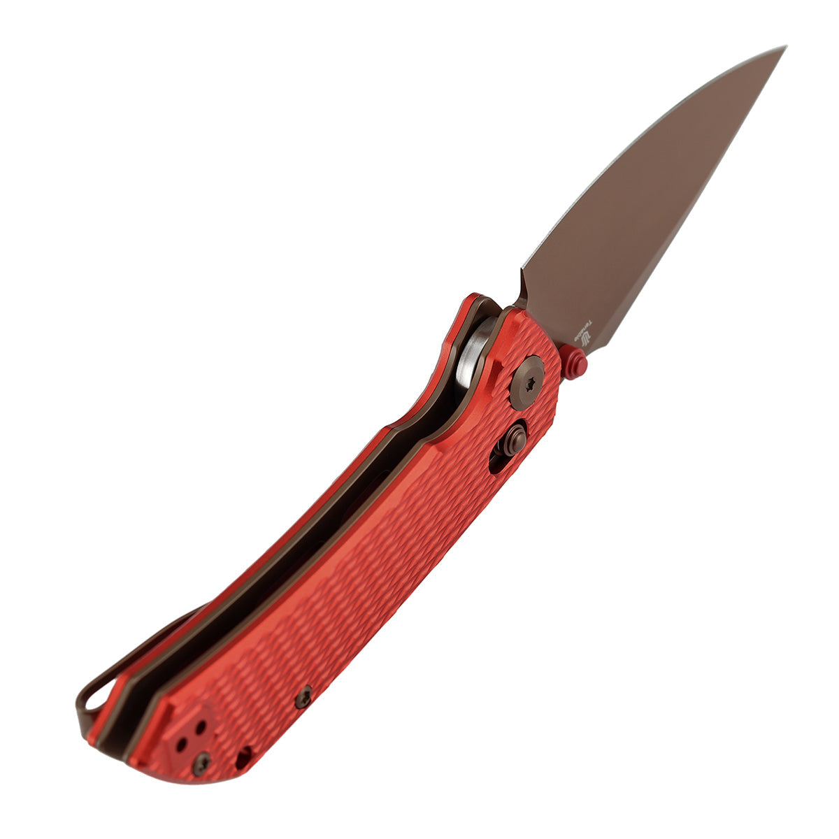 Tenable Fenrir T1034V17 Rose Gold Nitro-V Blade Red Anodized Aluminum Handle Crossbar Lock Folding Knife