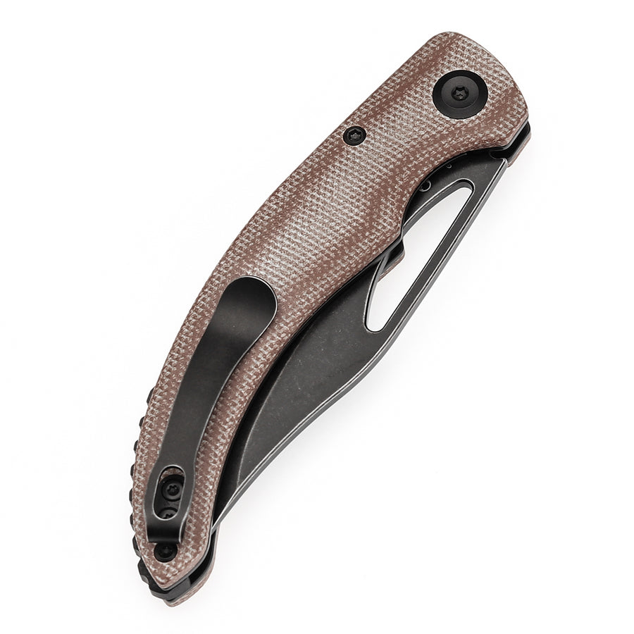 Tenable Gideon T1119A2 Blackwash Nitro-V Point Blade Brown Micarta Handle Liner Lock