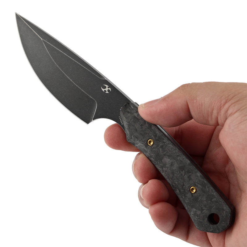 Kansept Flank G006A1 Stonewashed D2 Blade Shred Carbon Fiber Handle Fixed Blade Knife