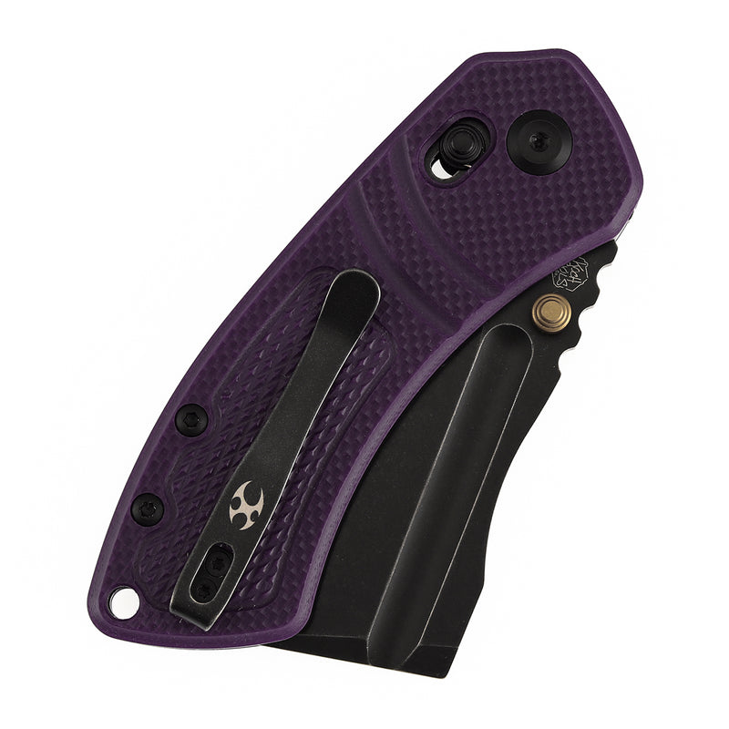 Kansept Korvid V TE2030V3 Blackwash D2 Blade Purple G10 Handle Crossbar Lock Folding Knife