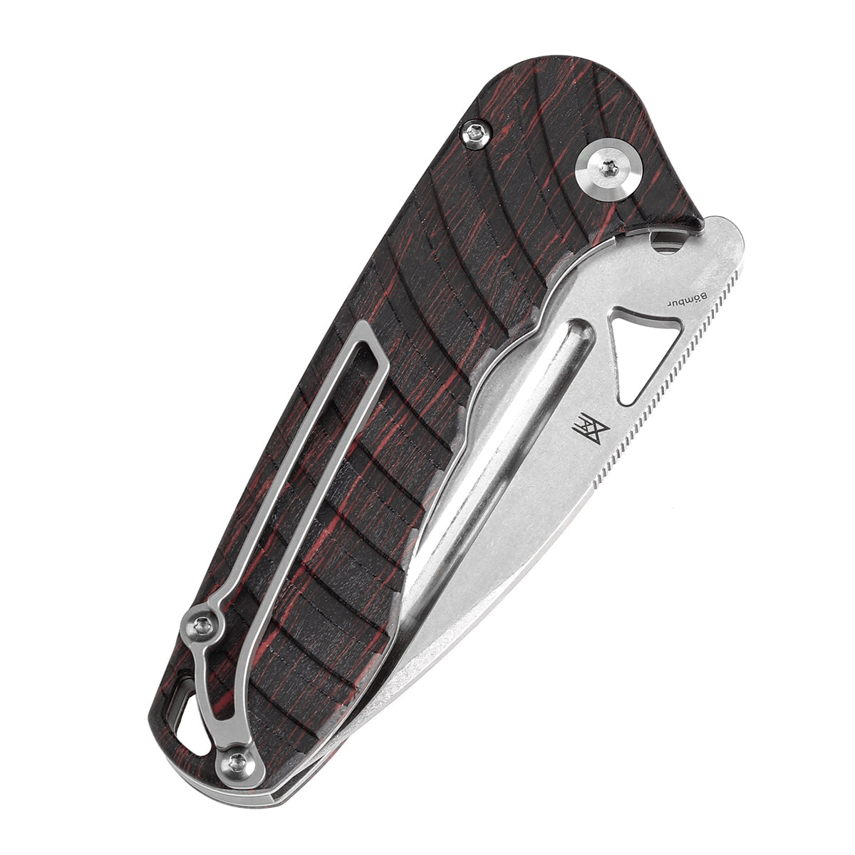 Tenable Bömbur T1054C1 Stonewashed D2 Blade Black and Red G-mascus Handle Liner Lock Folding Knife