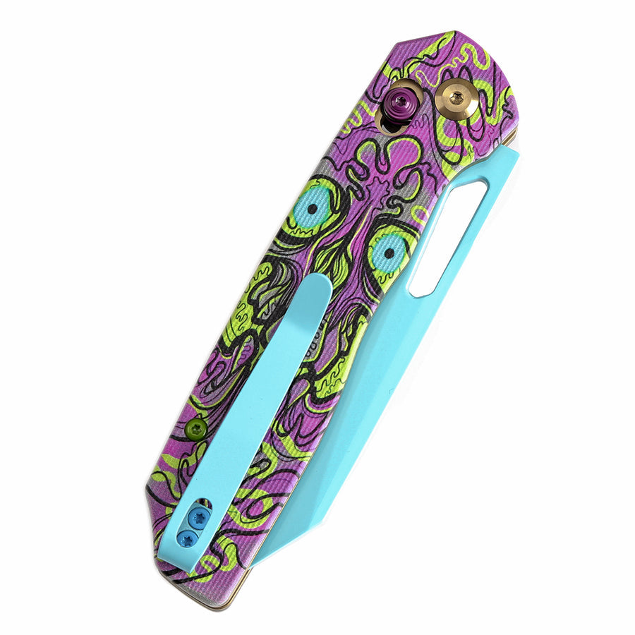 Tenable Shard T1006V9 14C28N Blade G10 with Purple Undead Print Handle Cross Bar Lock