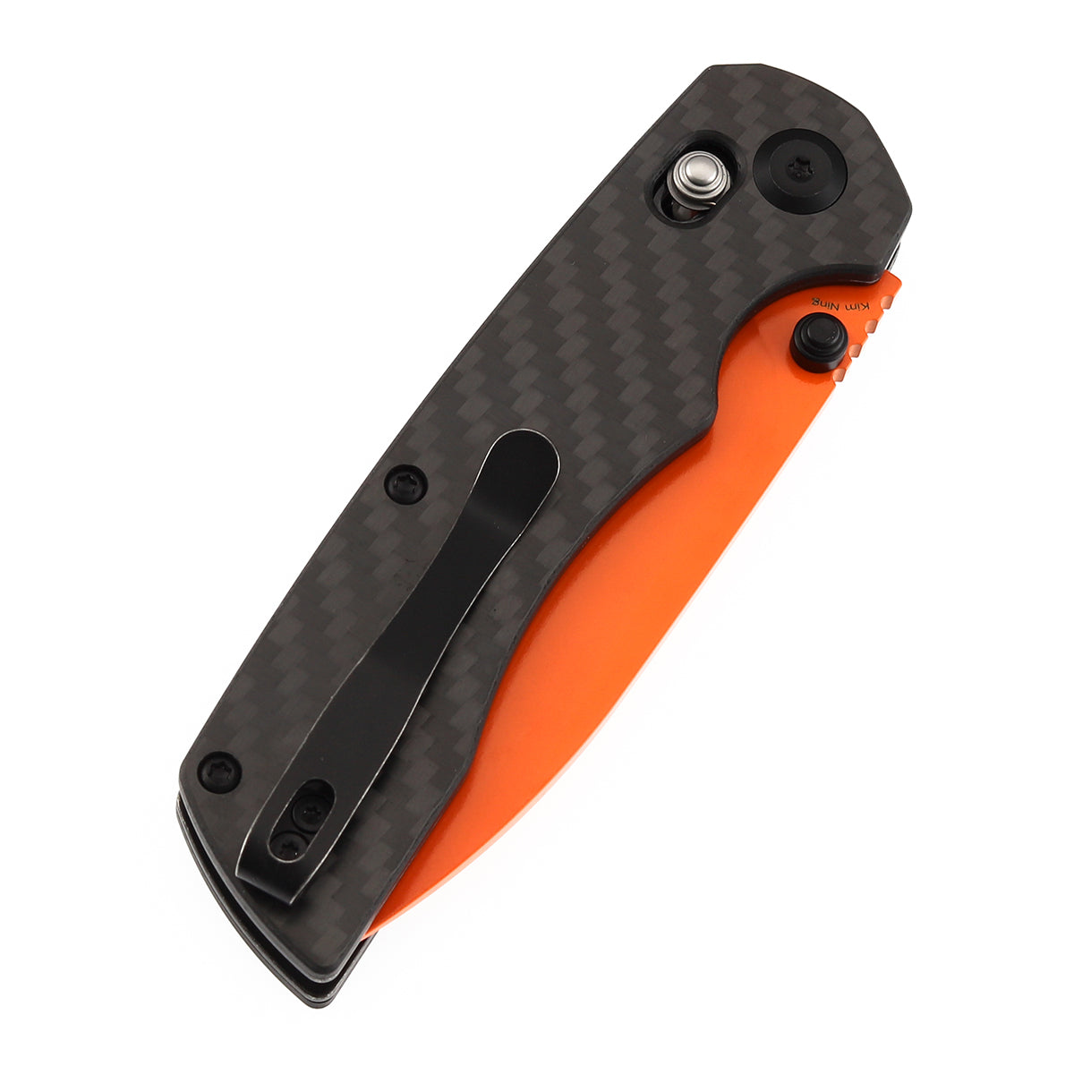Tenable Kryo T1001V12 Orange Coated 14C28N Blade Twill Carbon Fiber+G10 Handle Crossbar Lock Folding Knife