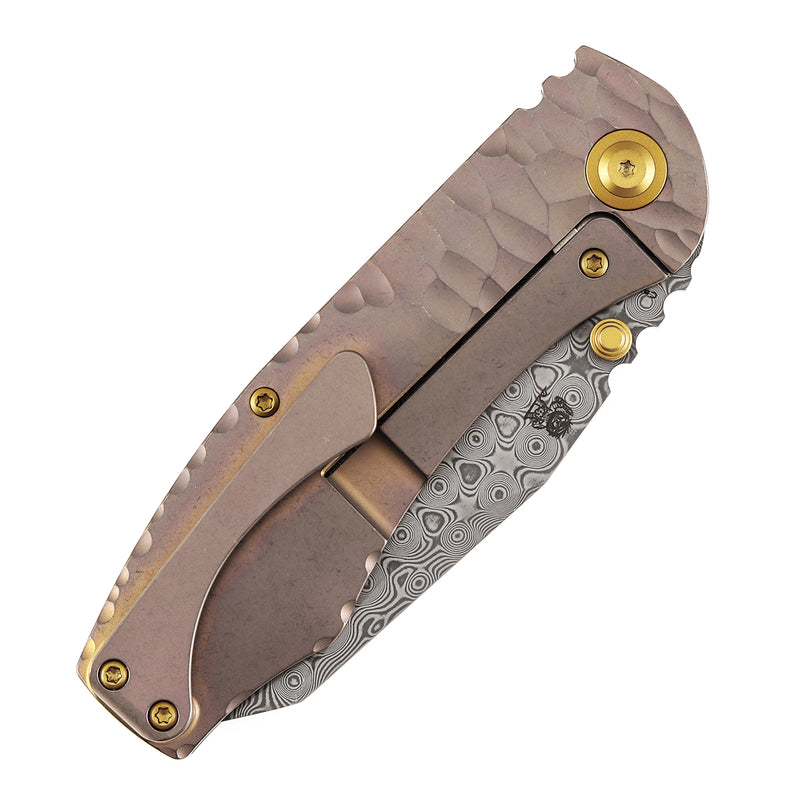 Kansept Caveman K1110A6 Damascus Blade Titanium Handle Frame Lock Folding Knife
