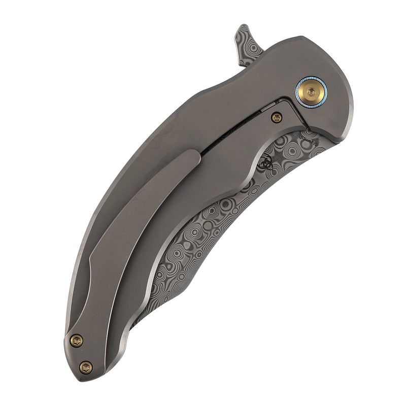 Kansept Gilgamesh K1128A5 Damascus Blade Titanium Handle Frame Lock Folding Knife